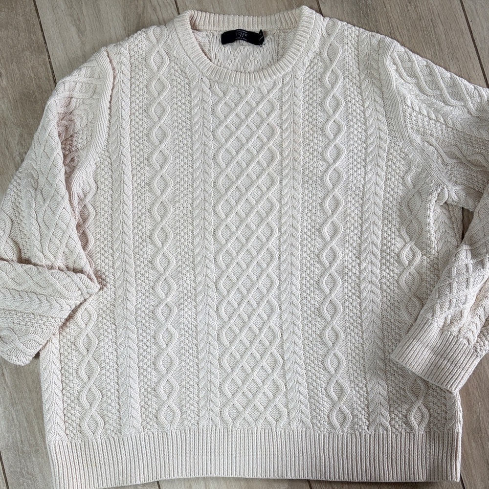 J. Crew Ivory Cable Knit Sweater